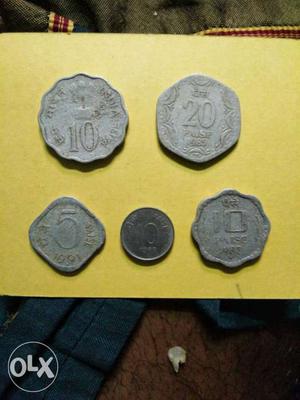 Five Indian Paise Coins