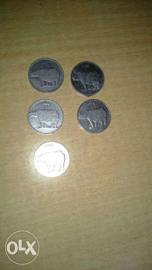 Five Silver Rhino Emboss Coins