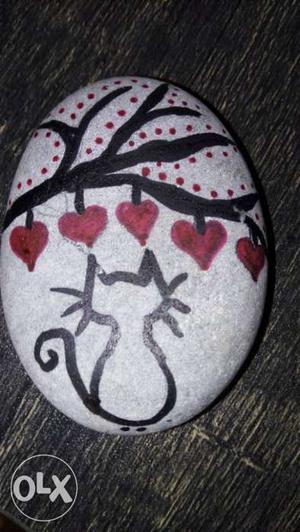 Gray Cat And Tree Print Stone