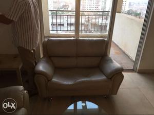 Off White Leather Sofa Set