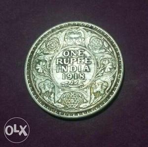 Old one rupay 100 year ago silver coin