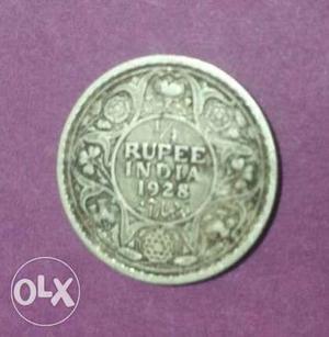 Old quarter rupay silver coin