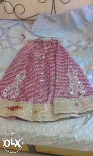 Pink and golden beaded embroidery heavy
