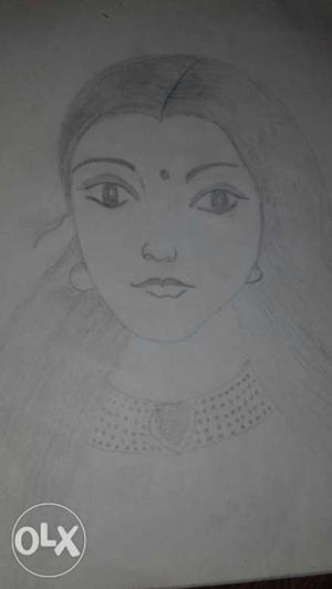 Sketch Of Woman's Portrait With Bindi