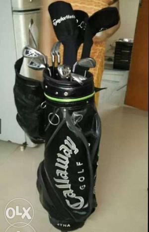 Taylormade 13 piece golf set, original leather bag in mint