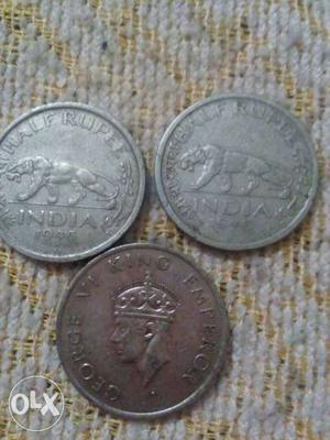 Three Round Indian Coins