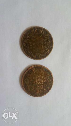 Two Bronze Rupee Coins