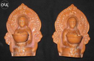 Vintage Collectible Porcelain Deepa Lakshmi 2 Diwali Diya