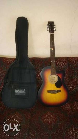 Yellow Burst Cutaway Acoustic Guitar With Equalizer, Plugin,