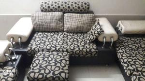 3+2+2 Black And Grey Sofa set With Throw Pillows immediately