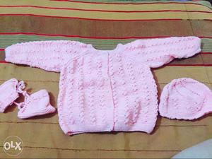 Baby pink colour hand made sweater. beautiful