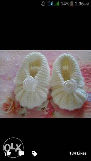 Baby's White Knit Shoes