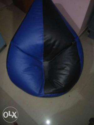 Black And Blue Leather Bean Bag Chair