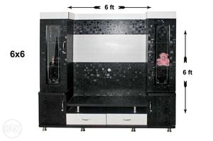 Black And White Wooden Tv Rack, suitable upto 42 inch led