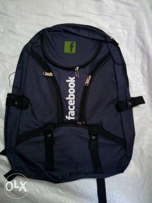 Black Facebook Printed Backpack