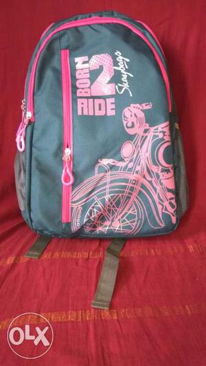 Blue And Pink Brown 2 RIde Print Backpack