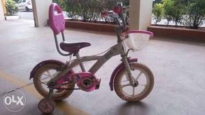 Children's White And Pink Training Bike