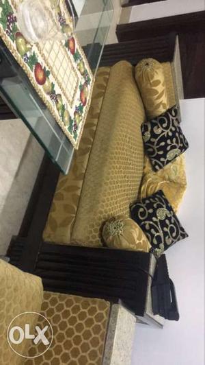 Gold And Black Couch With Throw Pillows