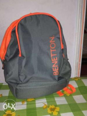 Grey And Orange Benetton Backpack