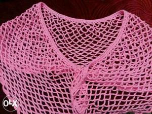 Handmade crochet pink scarf