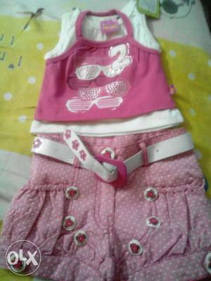 Kids mini dress of pink color