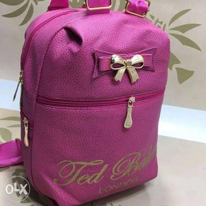 Pink Ted Leather Backpack