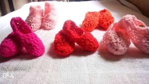 Toddler's Five Pairs Crochet Shoes