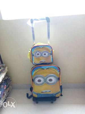 Toddler's Yellow And Blue Minions Trolley Bag
