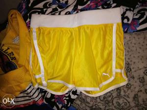 Yellow And White Shorts