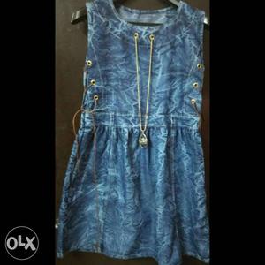 BLUE DENIM dress Denim dress with Hangings and
