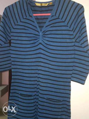 Black blue striped tunic...medium in size. 3/4th