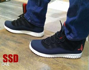 Blue-black-and-white Air Jordan High Top Sneakers