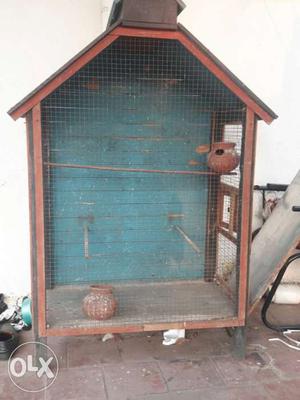 Brown Metal Birdcage With Frame