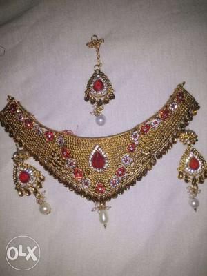 Gold, Diamond And Ruby Necklace With Matching Pendant