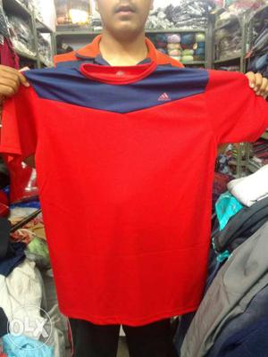 Red And Blue Adidas Crew Neck T Shirt
