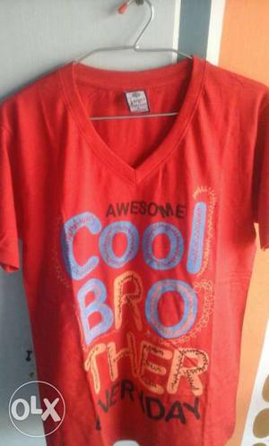 Red V Neck Cool Bro Shirt \