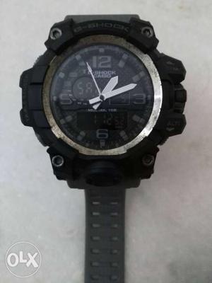 Round Black Digital Watch With Black Rubber Band