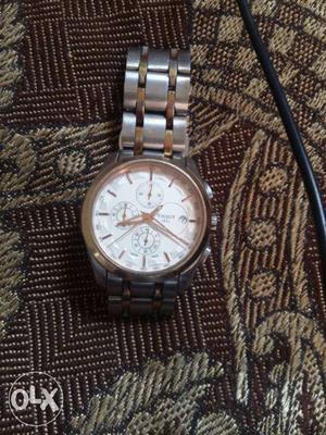 Round Silver And Gold Case With Link Bracelet Chronograph
