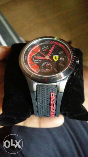 Round Stainless Ferrari Chronograph Watch