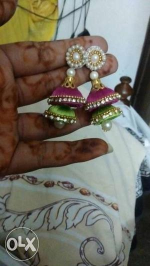 Silk thred earrings each pair 200 rupees