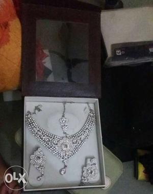 Silver And Diamond Chandelier And Earrings In Box