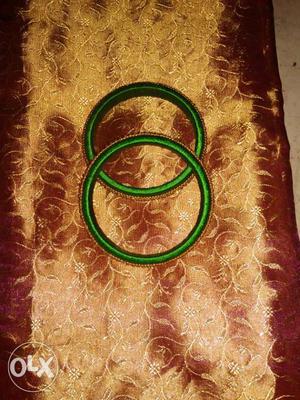 Two Green Silk Thread Bangles