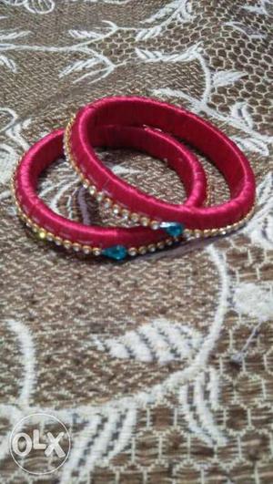 Two Pink Diamond Embellished bangals