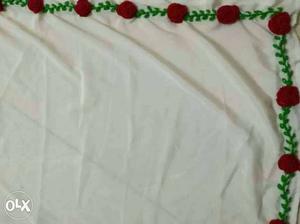 White, Red And Green Textile