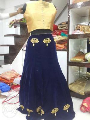 Women's Gold And Blue Dress