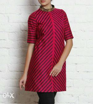 Women's Red And Black Abstract Dress