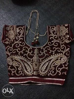 Women's Red And Maroon Lehenga