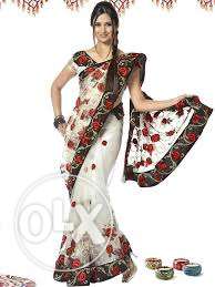 Women's White And Red Floral Dress