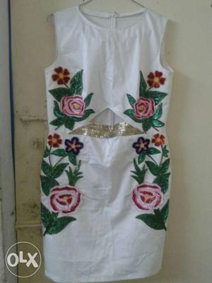 Women's White, Prirlfle Floral Dress