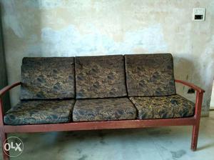 3-seat Brown Wooden sofa set with 2 chair